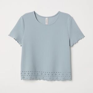 H&M Divided | Scalloped Edge Dusty Green/Blue Women's Crop Top